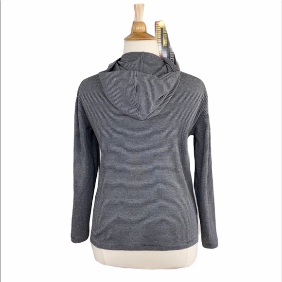 Chico’s Design Gray and Black Striped Casual Hooded Jacket - Picture 10 of 15